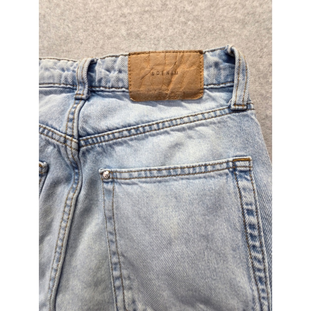 &Denim Wide Leg Ultra High Waist Light Wash Raw Hem Jeans Womens Size 2 - Picture 9 of 15